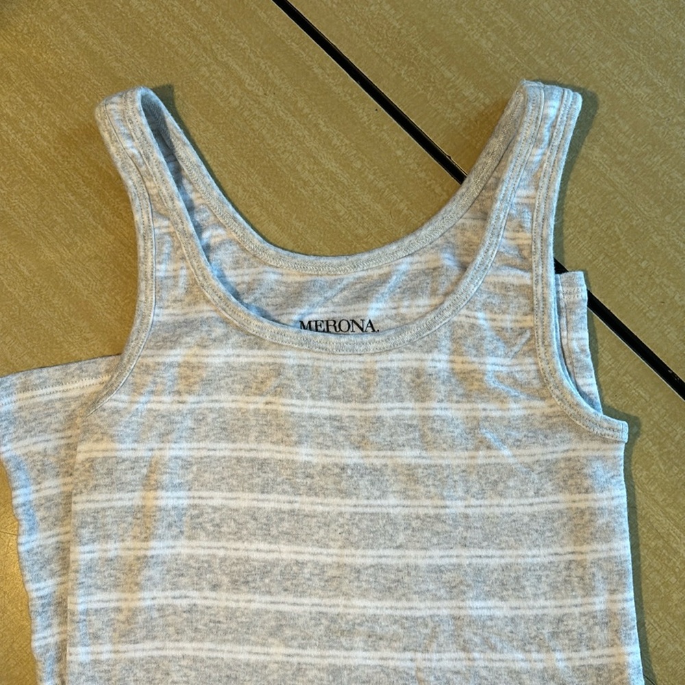 gray and white striped XS medina tank top